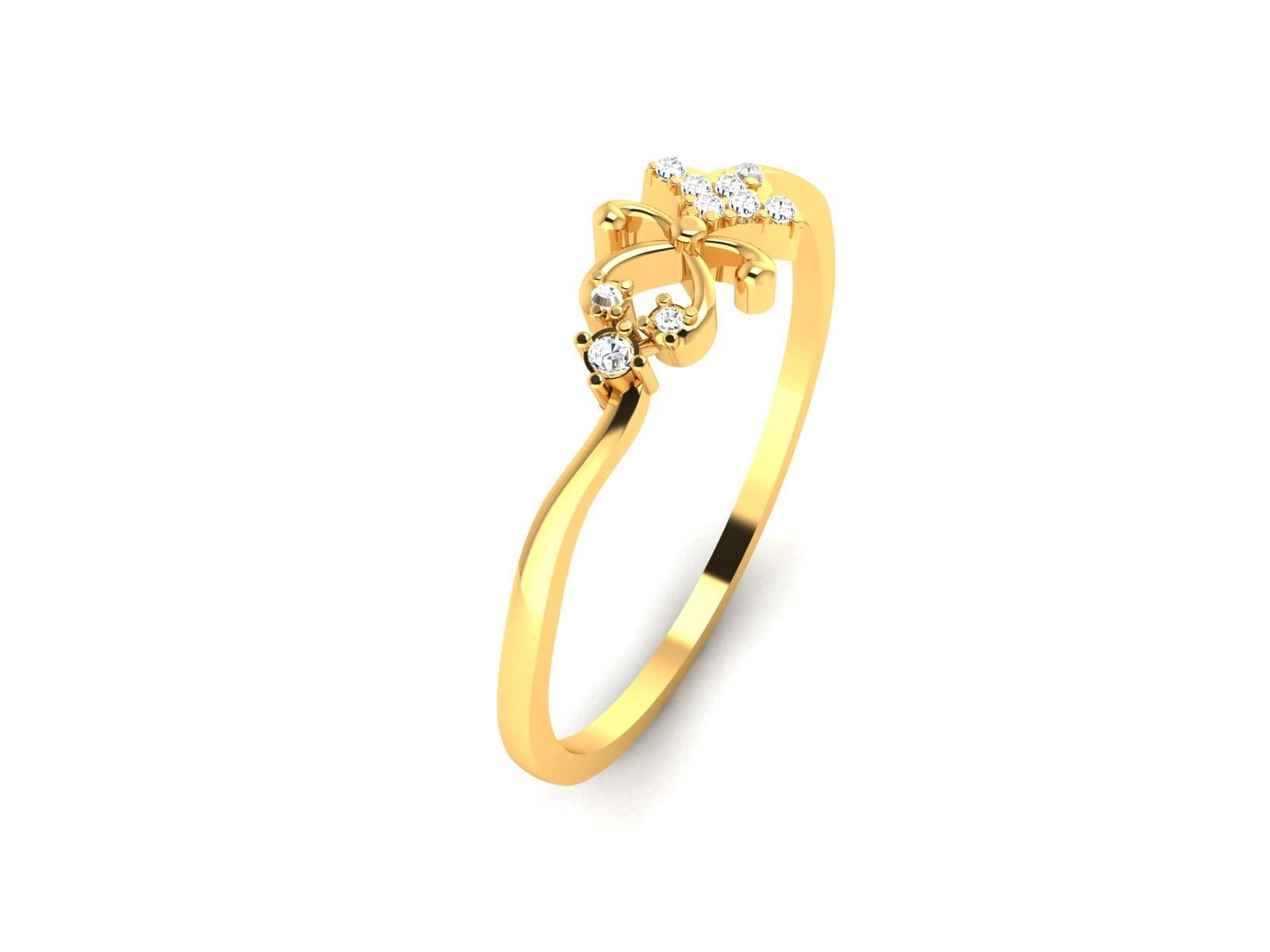 Ring-6007 gold ring with diamonds 3D print model_3