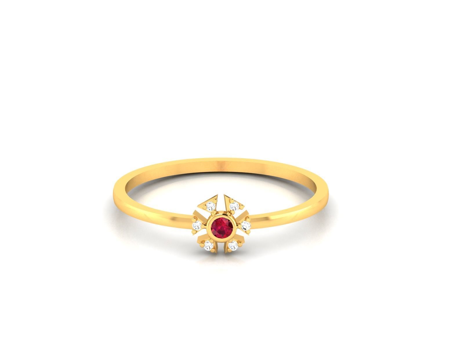 Ring-6006 gold ring with ruby stone 3D print model_8