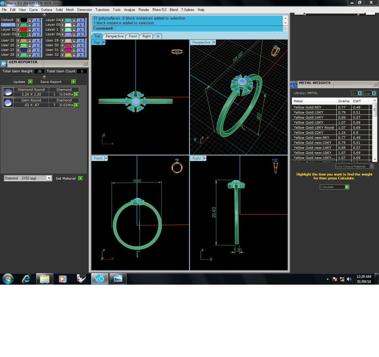 Ring-6006 gold ring with ruby stone 3D print model_9