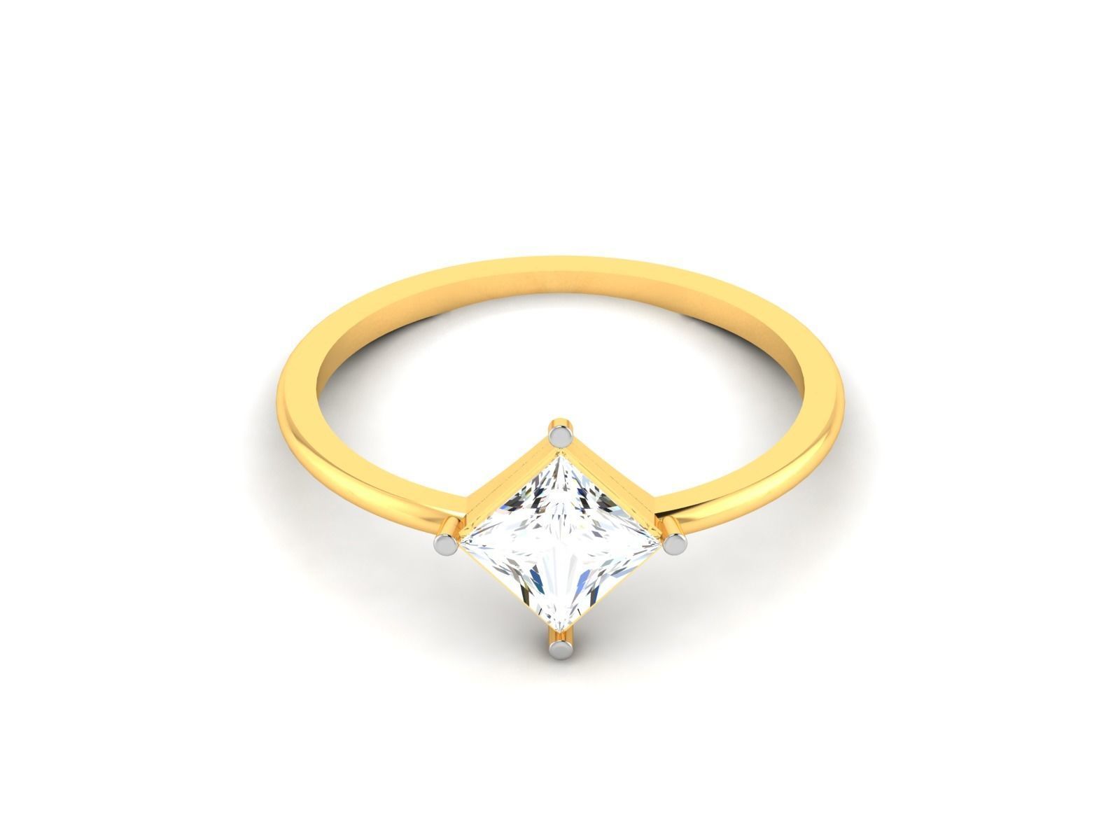 Ring-5980 princess cut diamond solitaire ring gold 3D print model_8