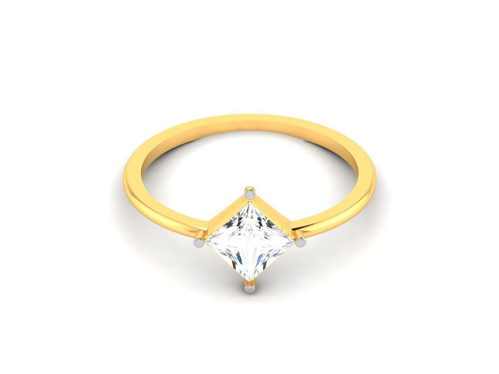 Ring-5980 princess cut diamond solitaire ring gold 3D print model_7