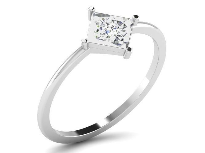 Ring-5980 princess cut diamond solitaire ring gold 3D print model
