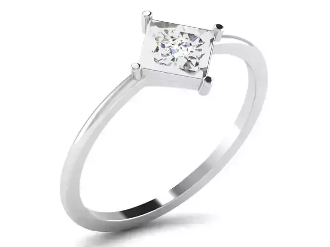 Ring-5980 princess cut diamond solitaire ring gold 3D print model
