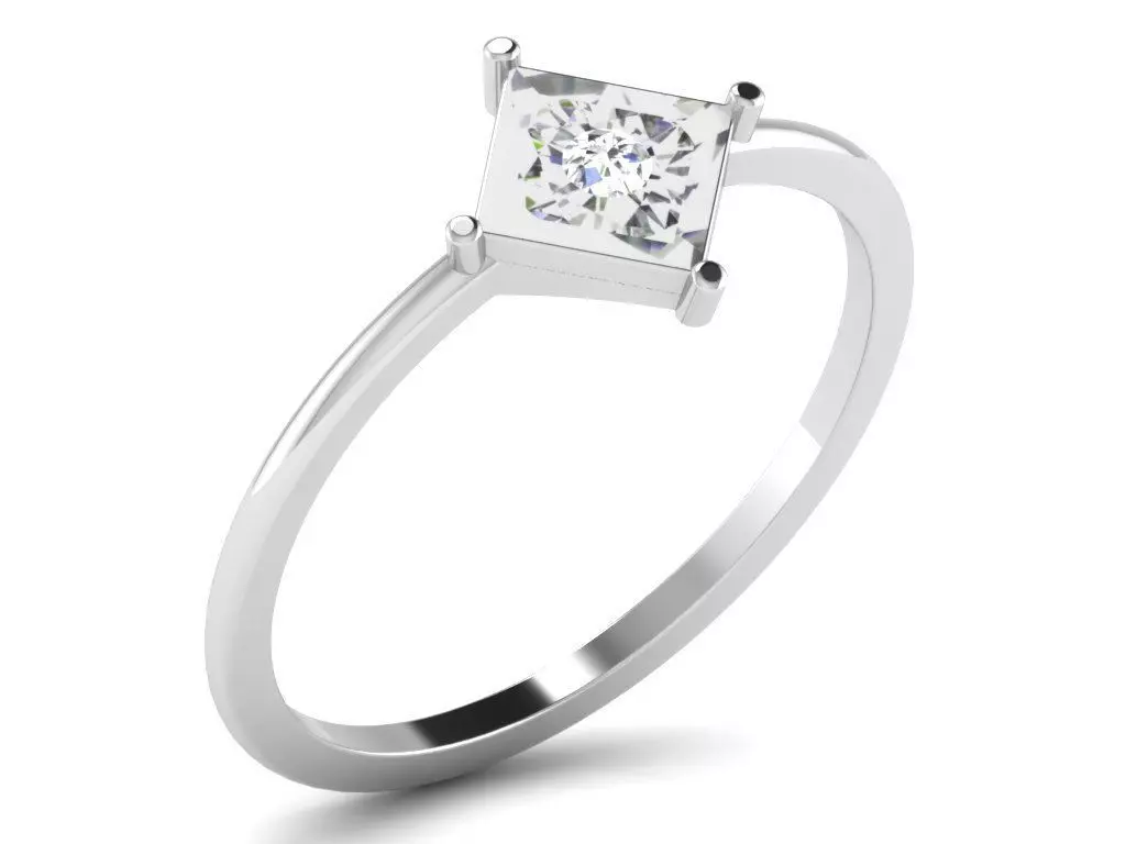 Ring-5980 princess cut diamond solitaire ring gold 3D print model_0