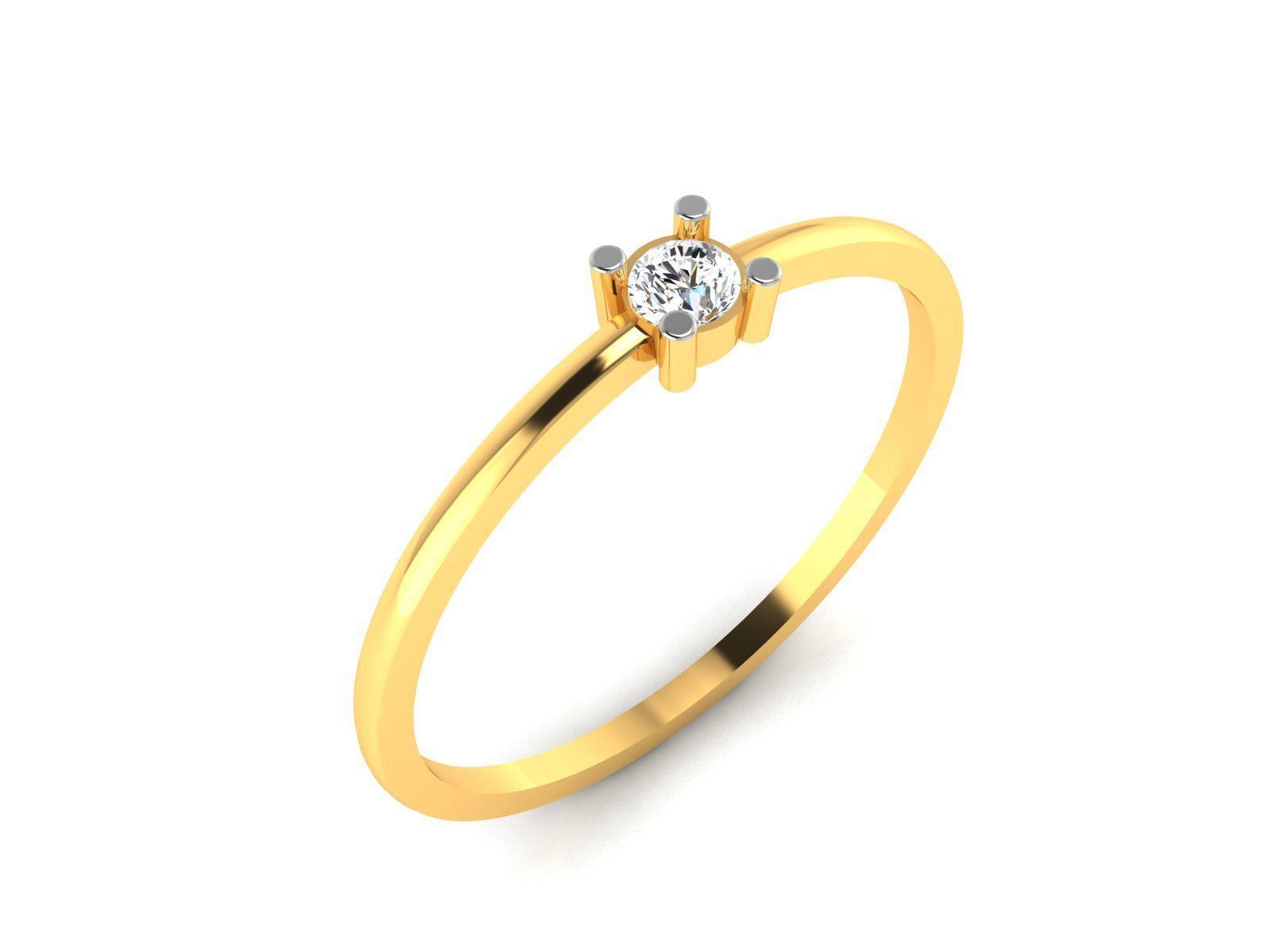 Ring-5978 diamond solitaire ring gold 3D print model_1