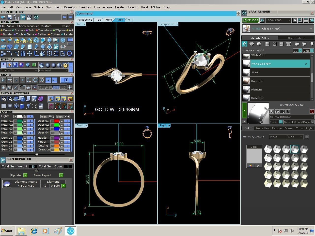 Ring-5977 solitaire diamond ring gold 3D print model_9