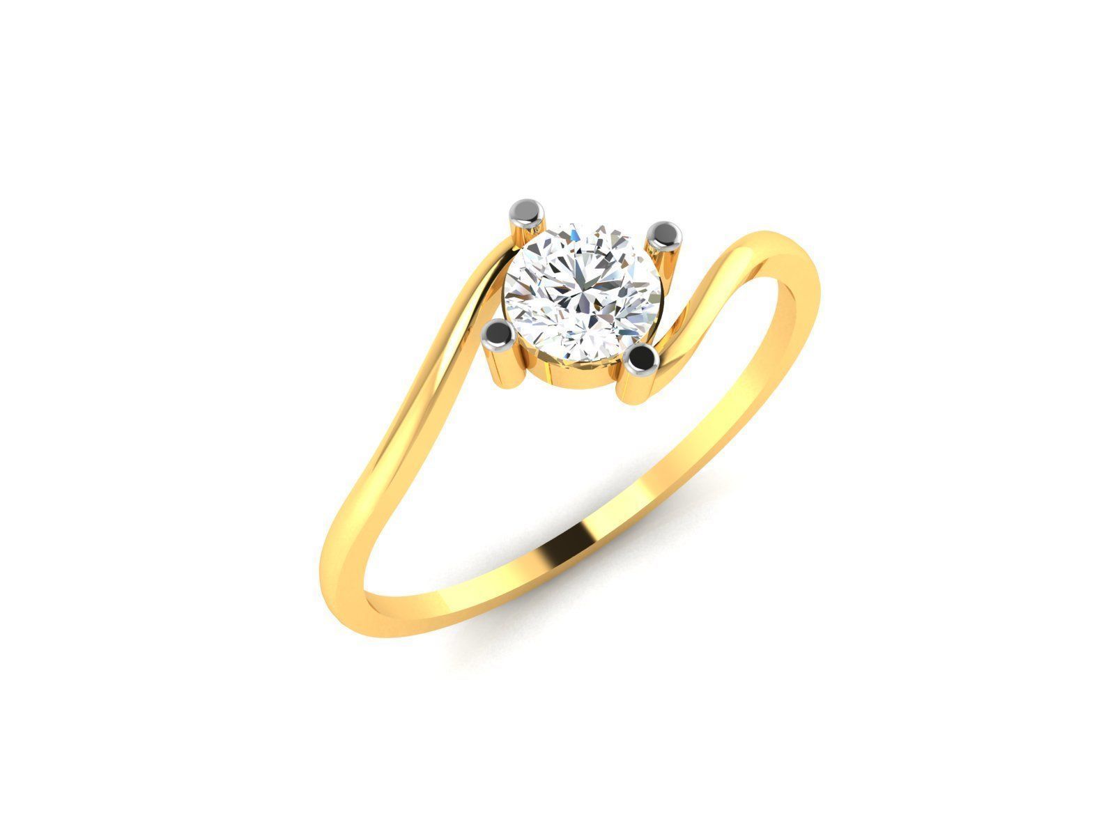 Ring-5977 solitaire diamond ring gold 3D print model_1