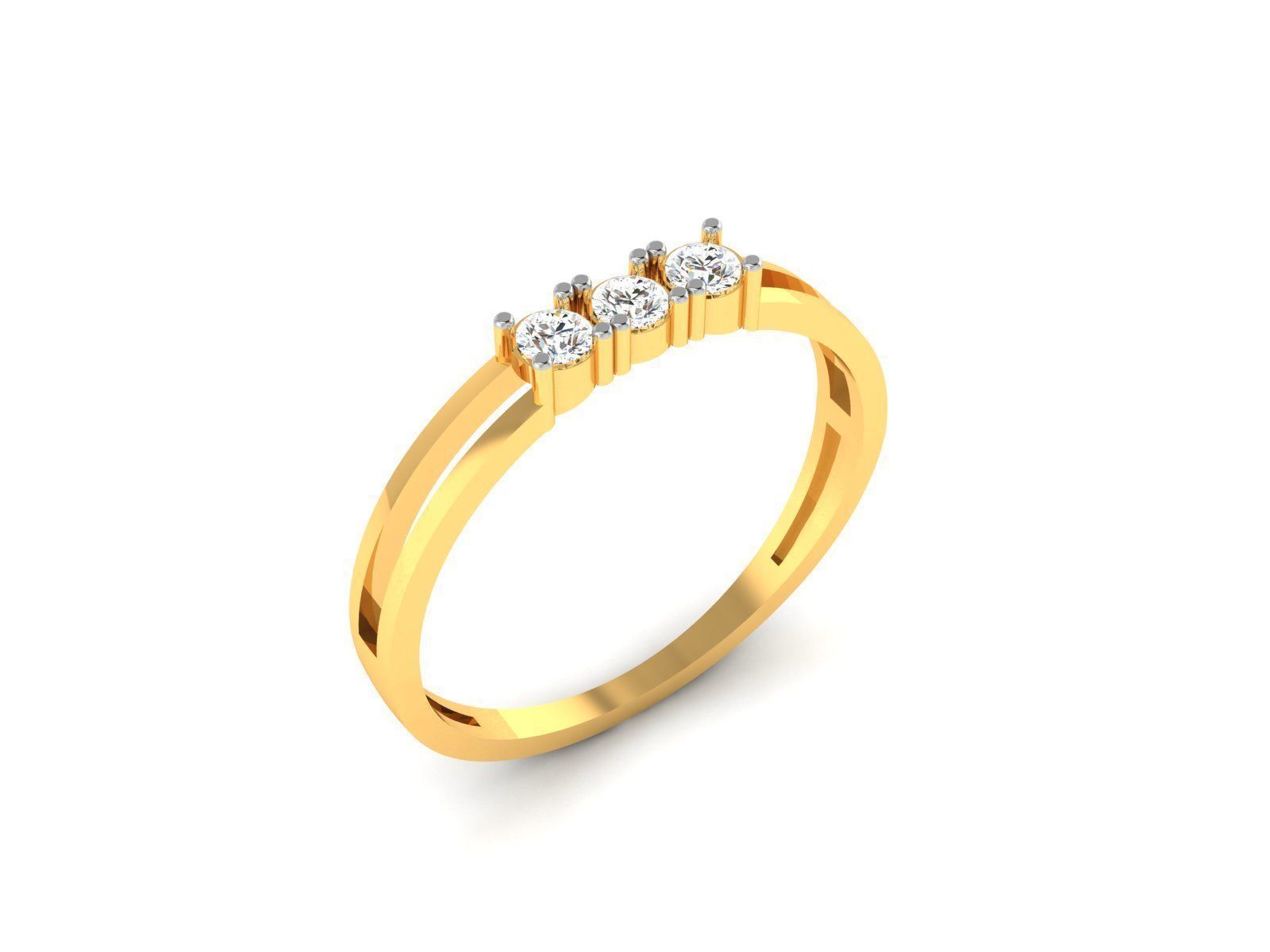 Ring-5975 three stone diamond ring gold 3D print model_1
