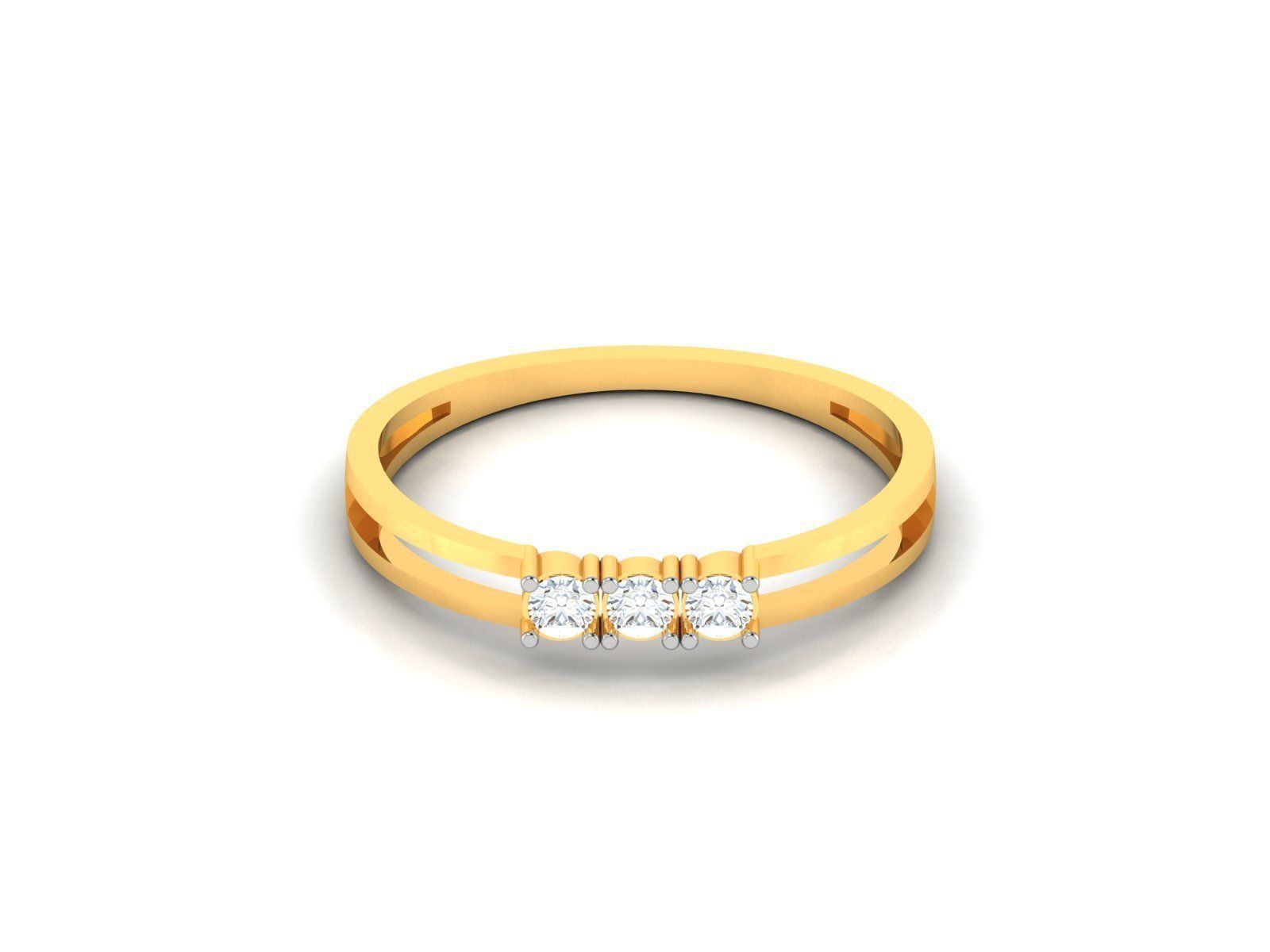 Ring-5975 three stone diamond ring gold 3D print model_7