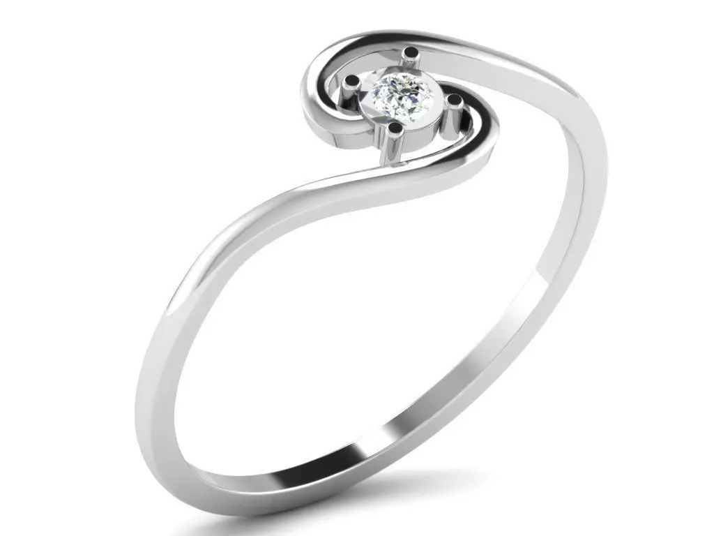 Ring-5969 solitaire diamond ring gold 3D print model_0