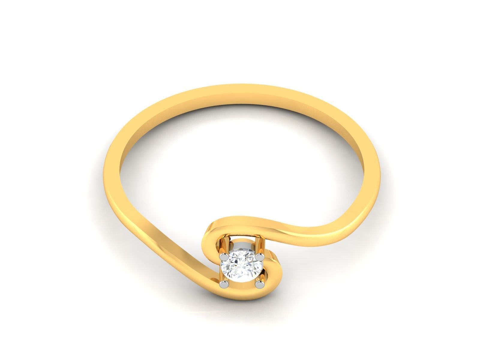 Ring-5969 solitaire diamond ring gold 3D print model_8