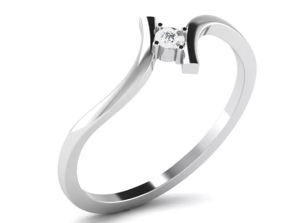 Ring-5967 solitaire diamond ring gold 3D print model_0