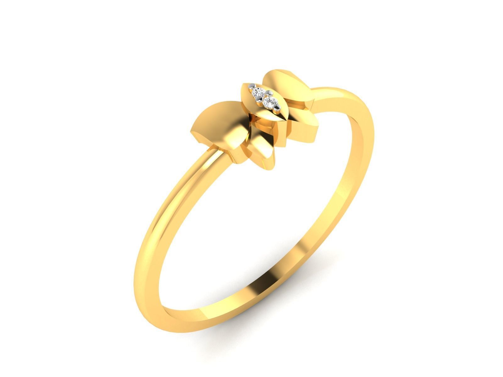 Ring-5964 gold ring with diamond 3D print model_2