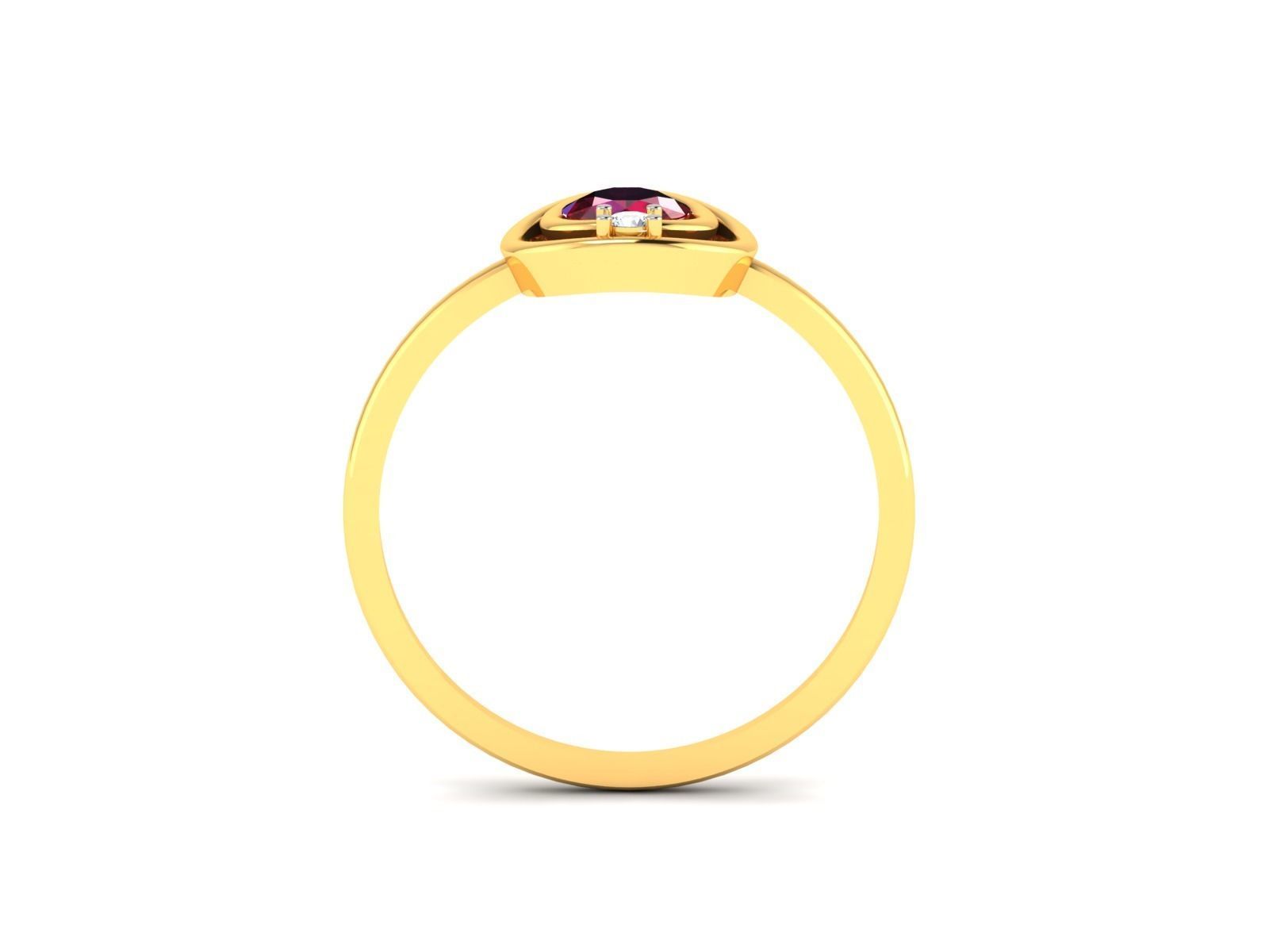 Ring-5961 gold stud earring with ruby stone 3D print model_4