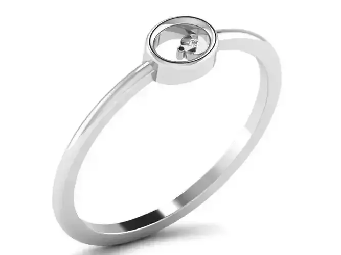 Ring-5959 gold ring with diamond in center 3D print model