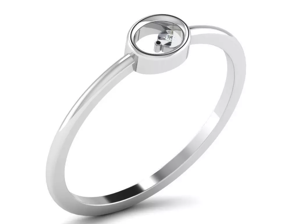 Ring-5959 gold ring with diamond in center 3D print model_0