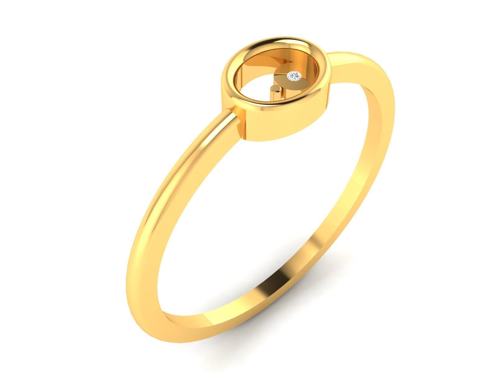Ring-5959 gold ring with diamond in center 3D print model_3