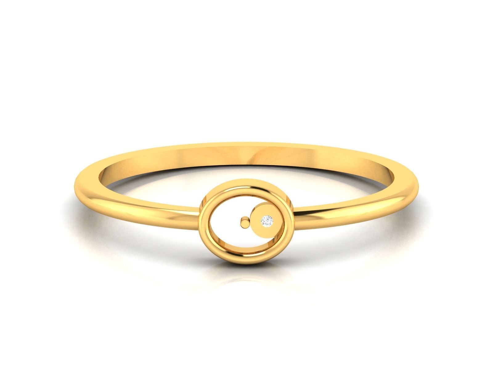 Ring-5959 gold ring with diamond in center 3D print model_9