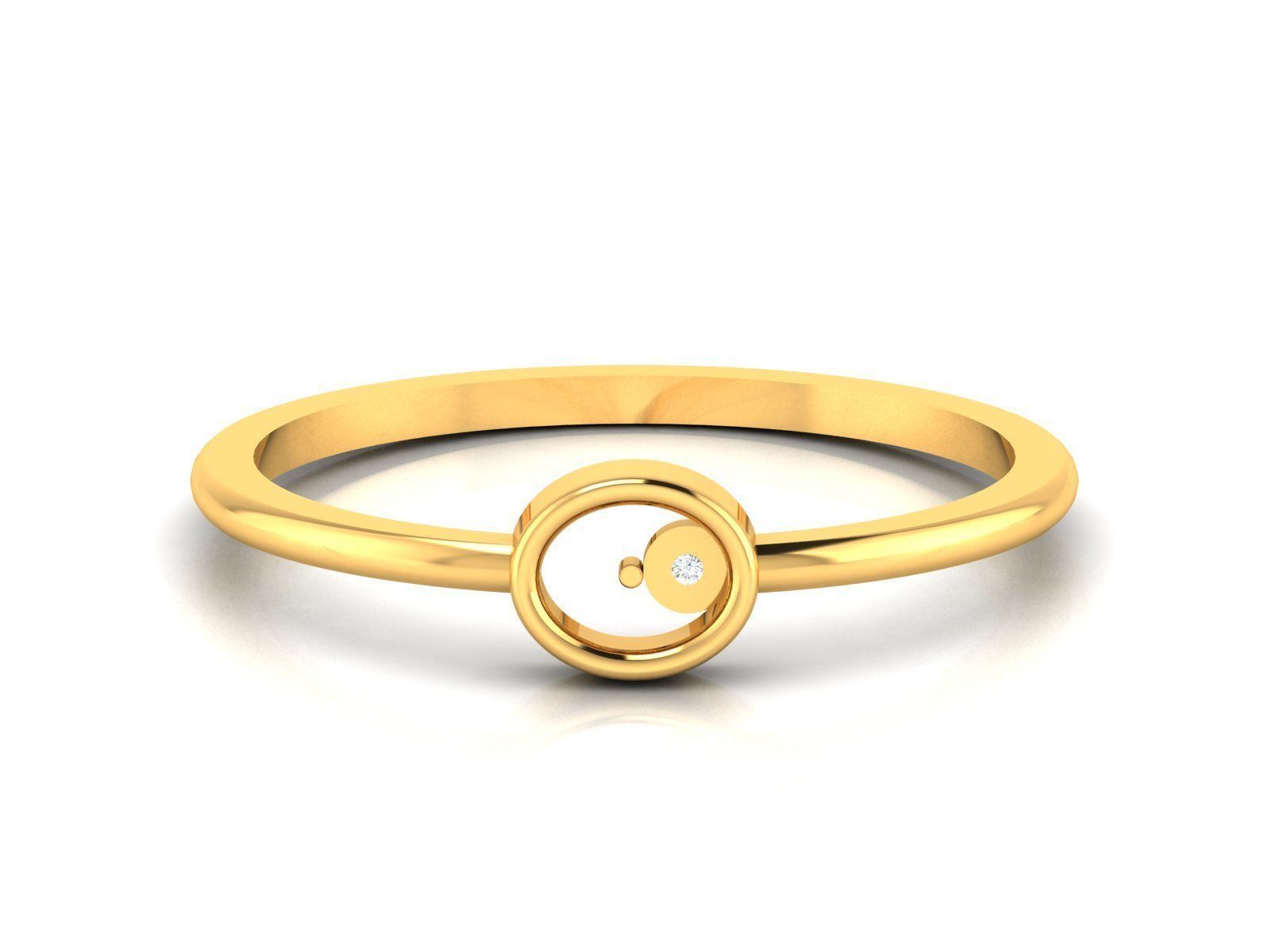Ring-5959 gold ring with diamond in center 3D print model_8