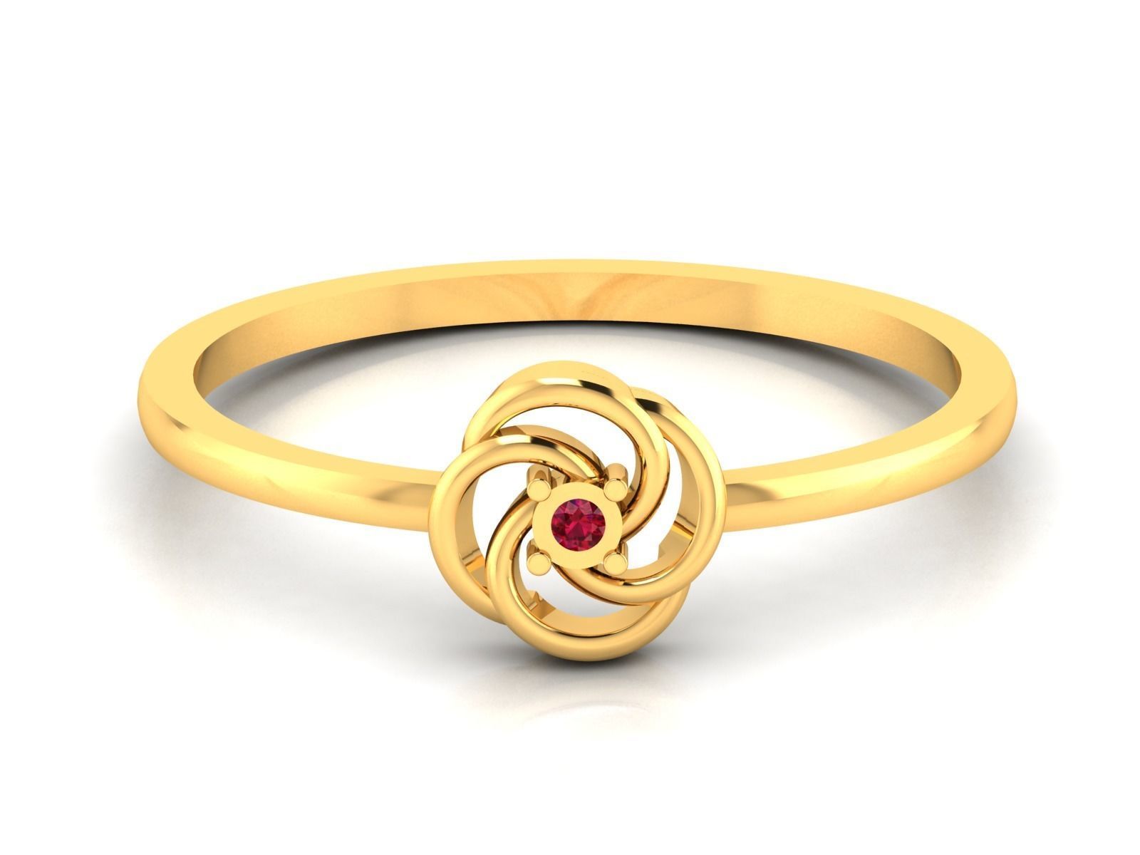 Ring-5958 gold ring with ruby stone 3D print model_9
