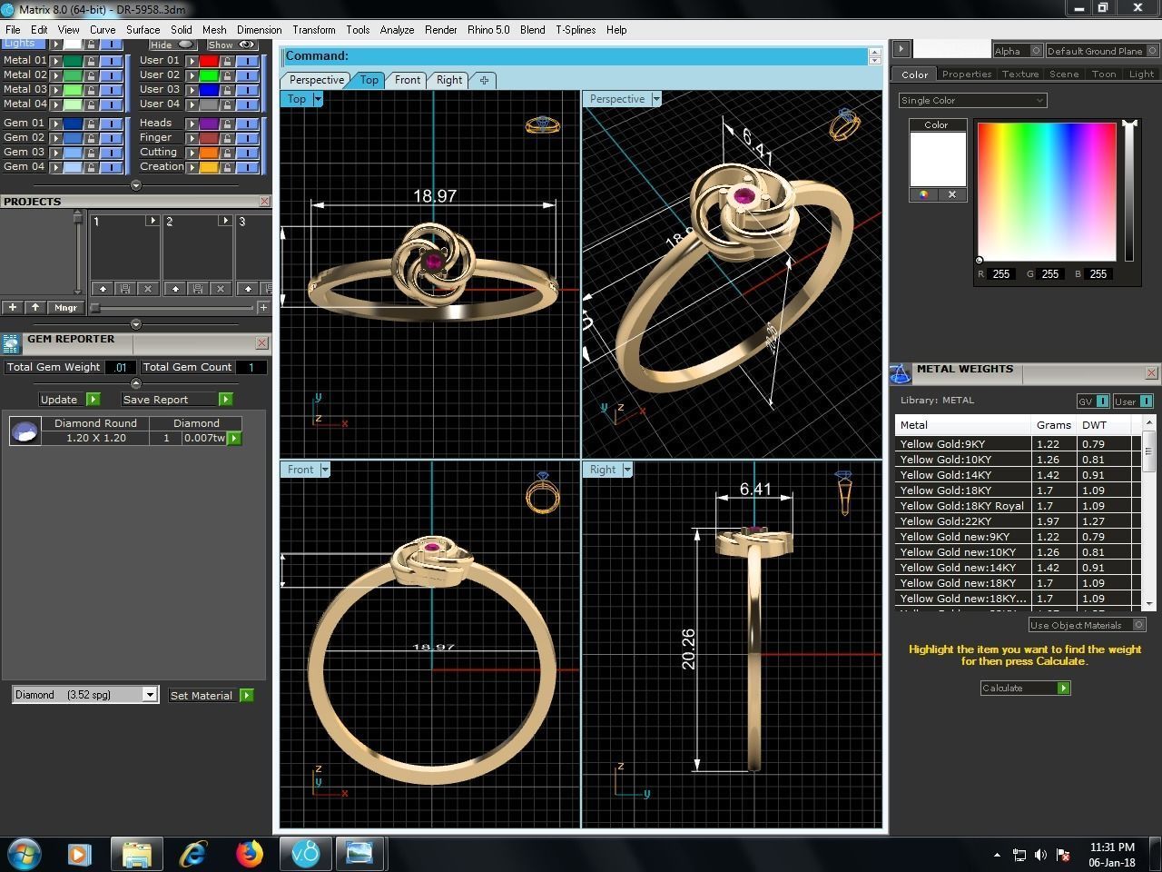 Ring-5958 gold ring with ruby stone 3D print model_1