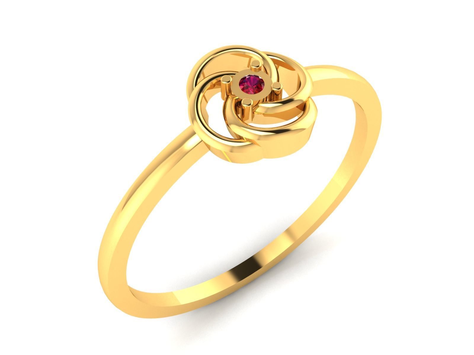 Ring-5958 gold ring with ruby stone 3D print model_3