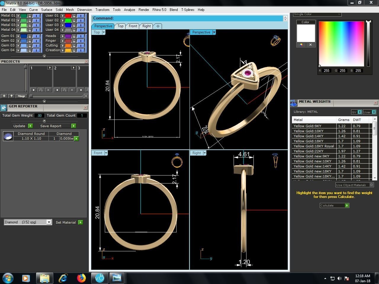 Ring-5956 triangular diamond ring 3D print model_1