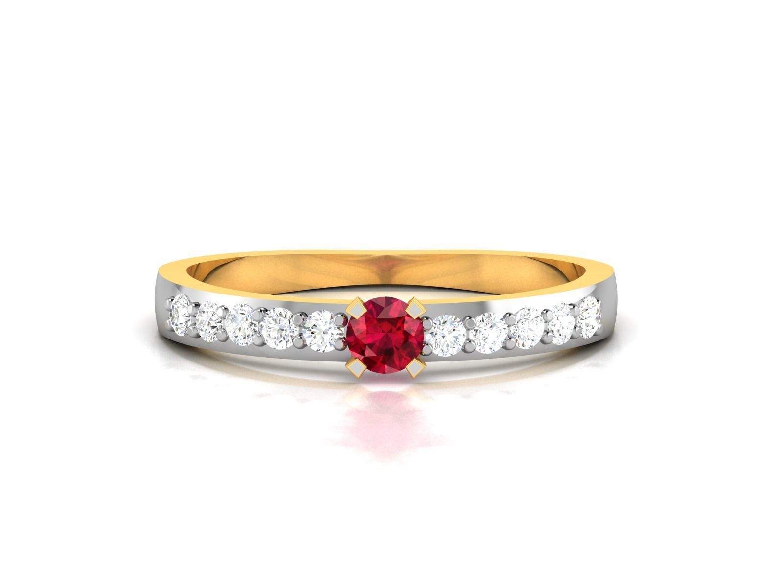 Ring-5953 ruby and diamond ring 3D print model_3