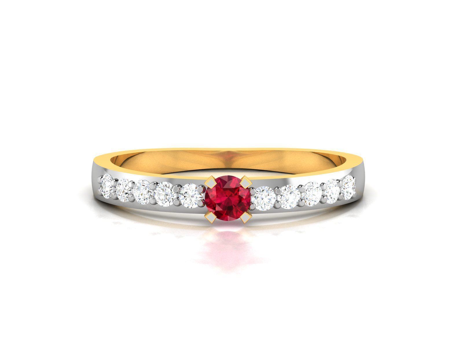 Ring-5953 ruby and diamond ring 3D print model_4