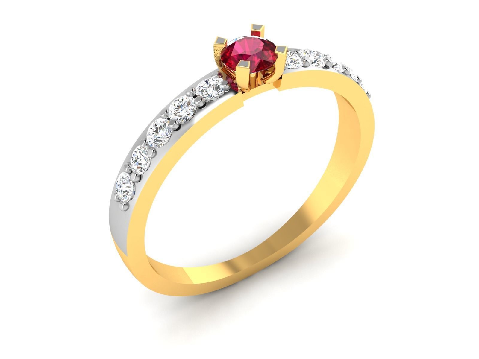 Ring-5953 ruby and diamond ring 3D print model_6
