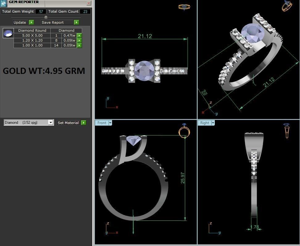 Ring-5952 sapphire and diamond engagement ring 3D print model_3