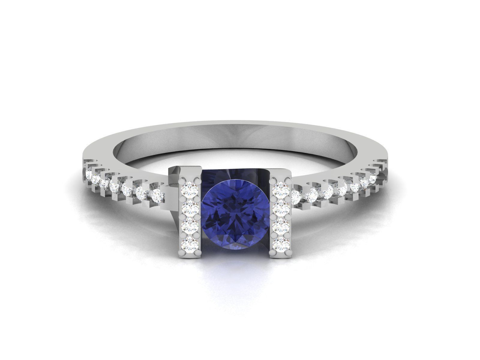 Ring-5952 sapphire and diamond engagement ring 3D print model_7