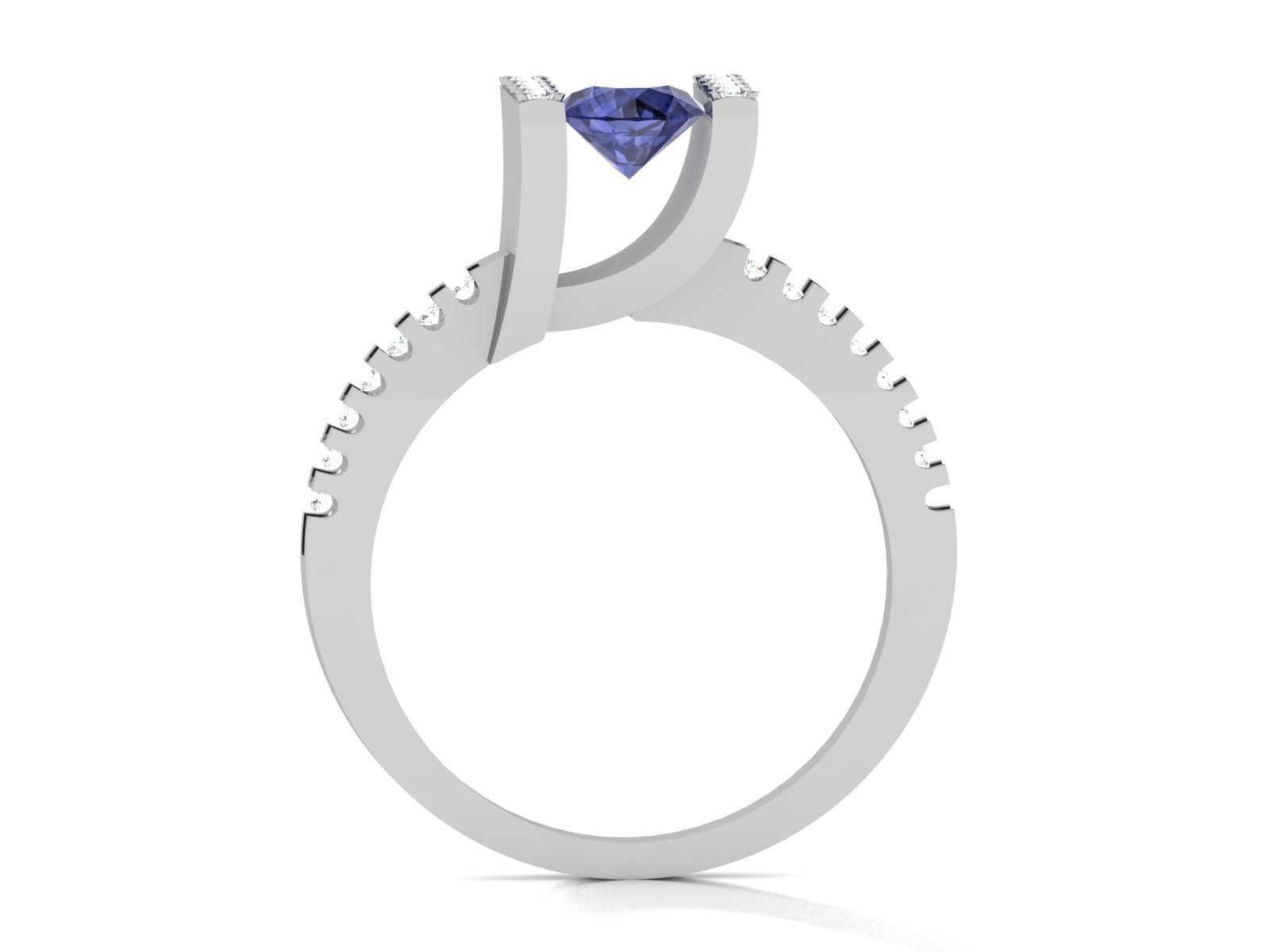 Ring-5952 sapphire and diamond engagement ring 3D print model_4