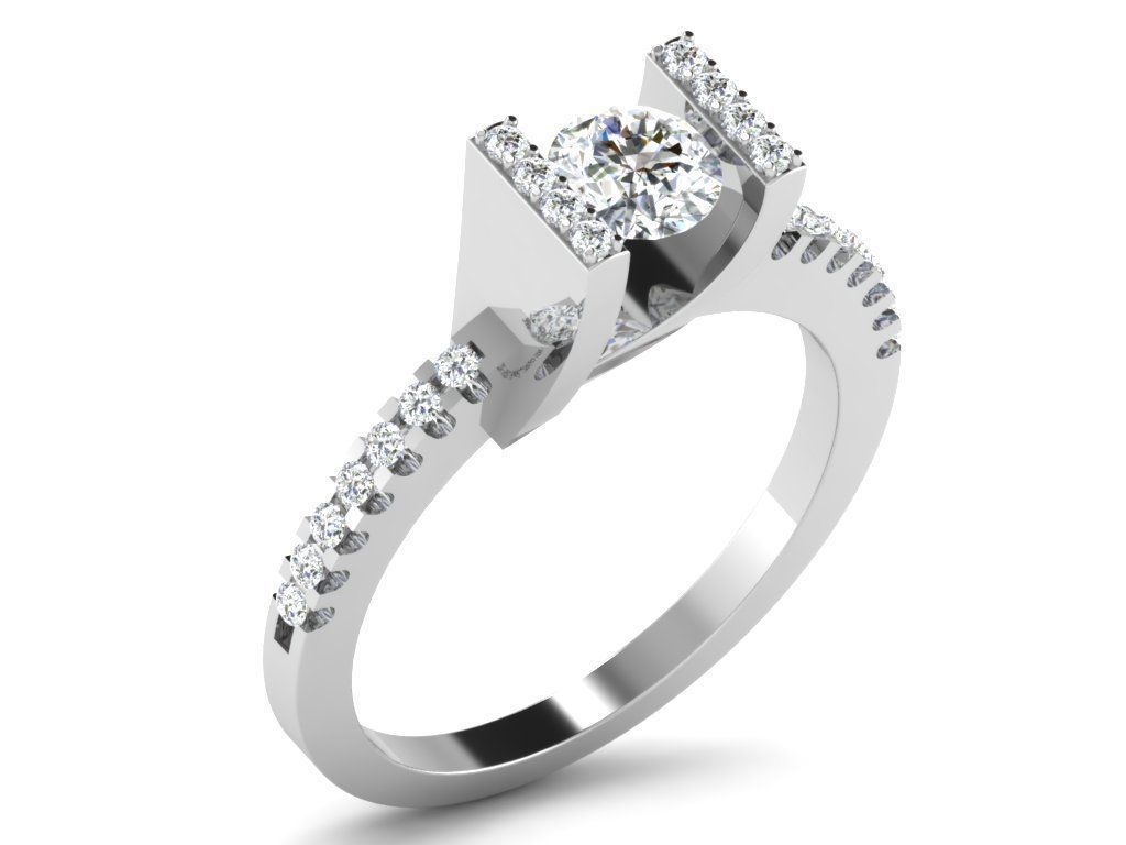 Ring-5952 sapphire and diamond engagement ring 3D print model_9