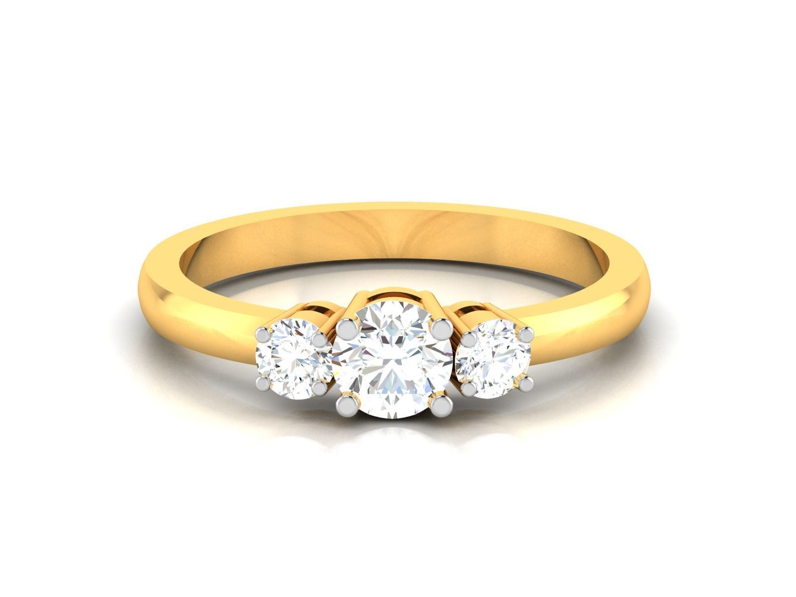 Ring-5949 three stone diamond ring gold 3D print model_8