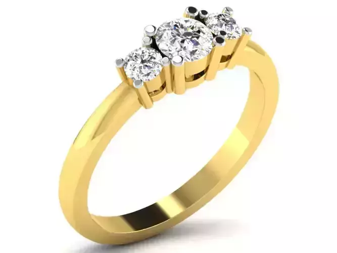 Ring-5949 three stone diamond ring gold 3D print model