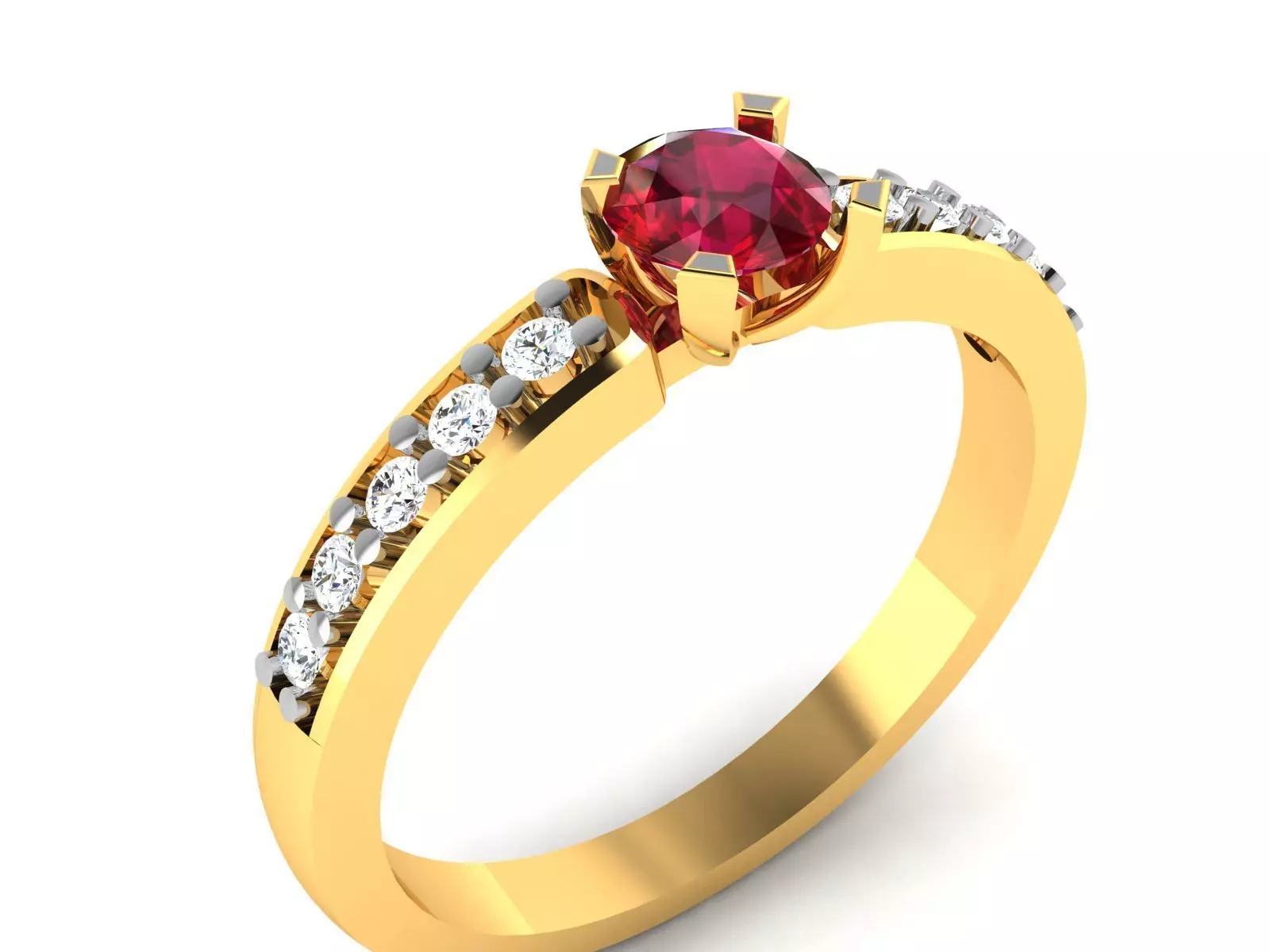 Ring-5948 ruby and diamond engagement ring 3D print model_0