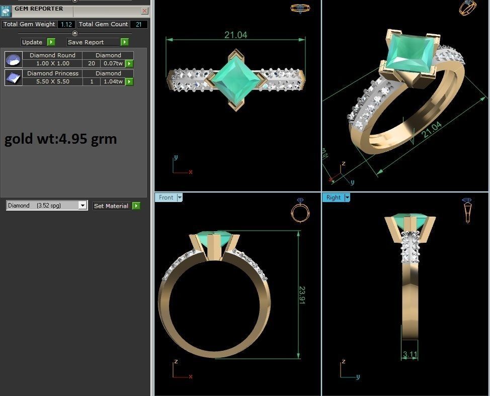Ring-5944 diamond engagement ring gold 3D print model_2
