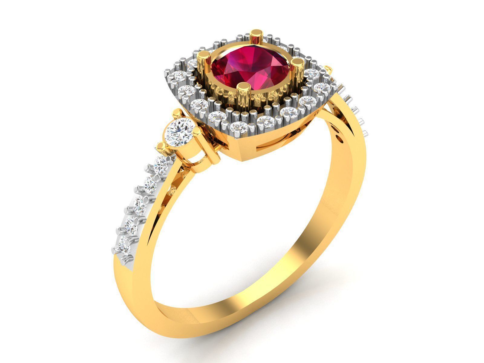 Ring-5942 ruby and diamond ring gold 3D print model_1