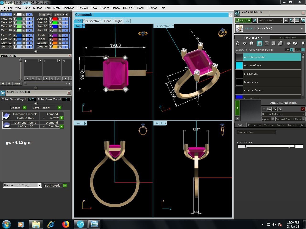 Ring-5941 emerald cut aquamarine engagement ring 3D print model_1