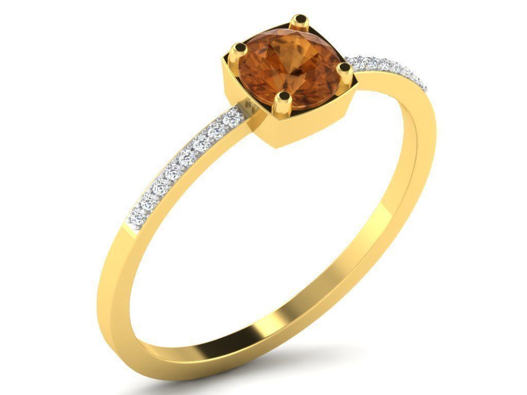 Ring-5908 engagement ring with ruby stone and diamonds 3D print model_9