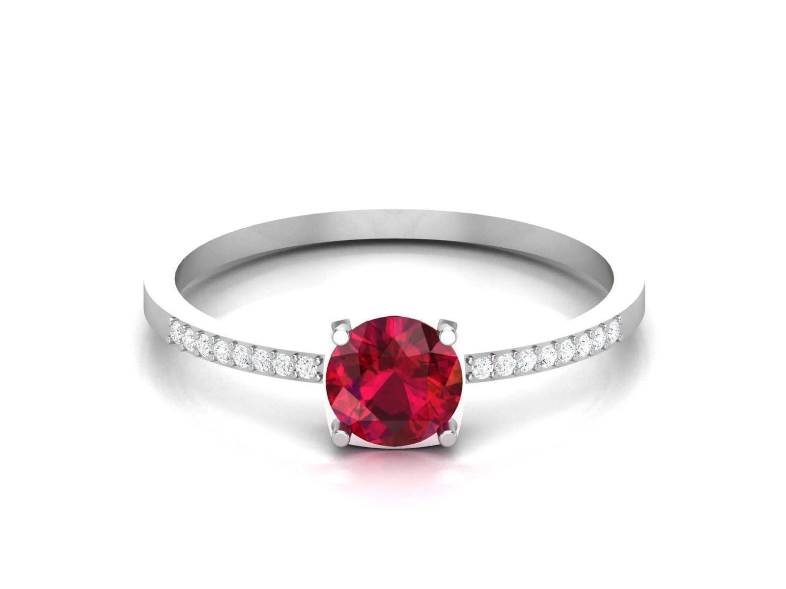Ring-5908 engagement ring with ruby stone and diamonds 3D print model_6