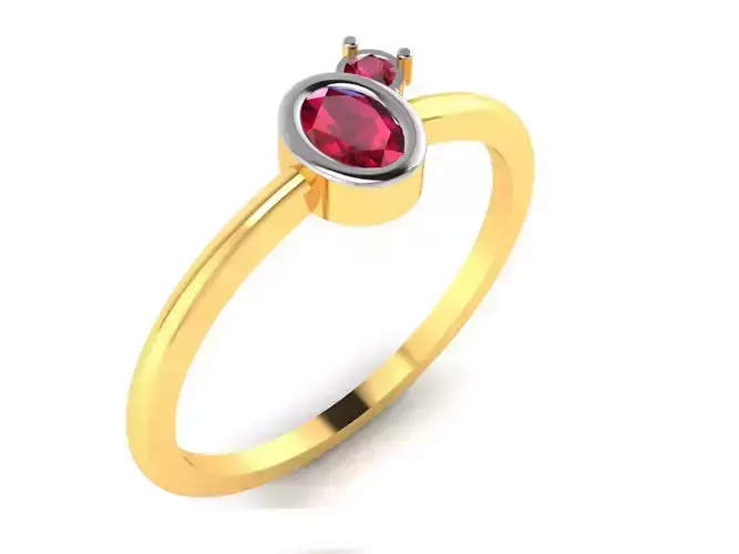 Ring-5905 gold ring with ruby stone