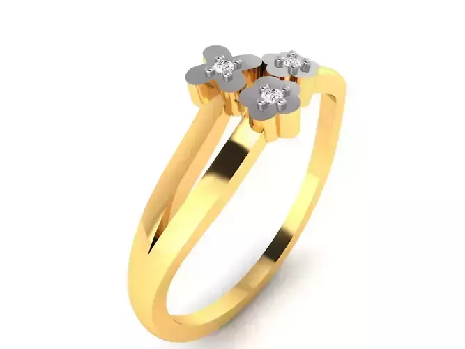 Ring-5900 diamond flower ring gold 3D print model