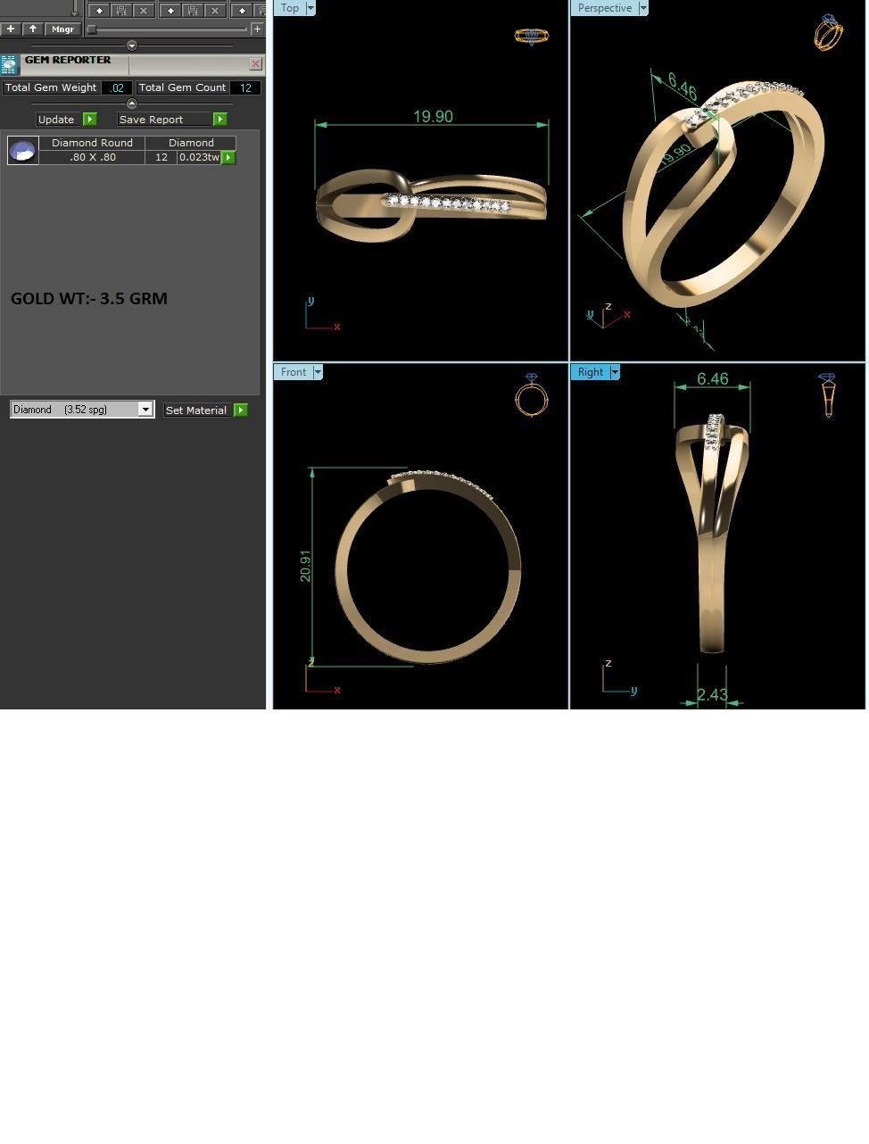 Ring-5877 gold ring with diamonds 3D print model_9