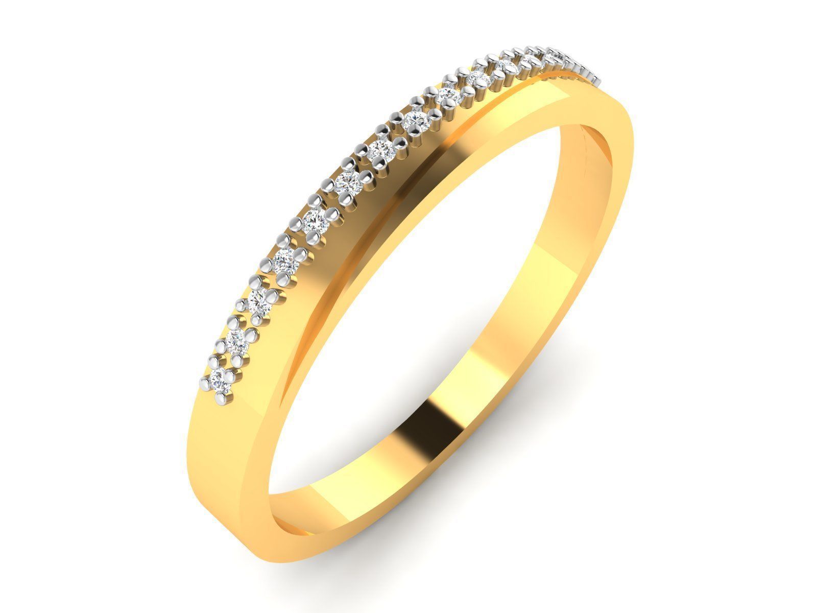 Ring-5876 gold band with diamonds 3D print model_1
