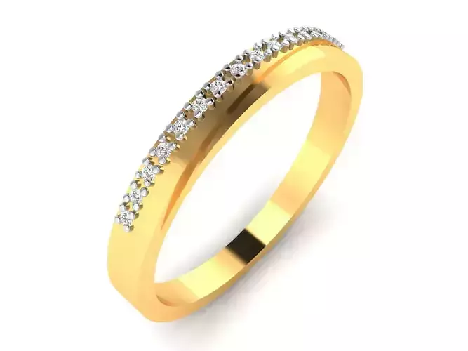 Ring-5876 gold band with diamonds 3D print model
