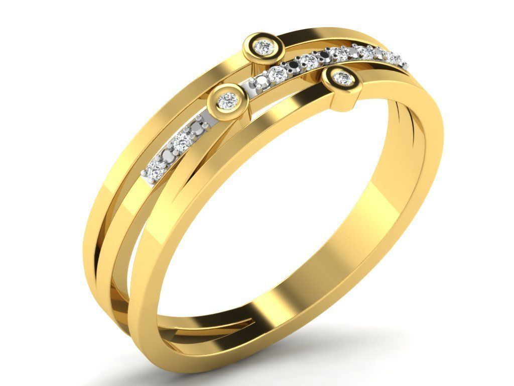 Ring-5875 gold ring with ruby stones and diamonds 3D print model_8