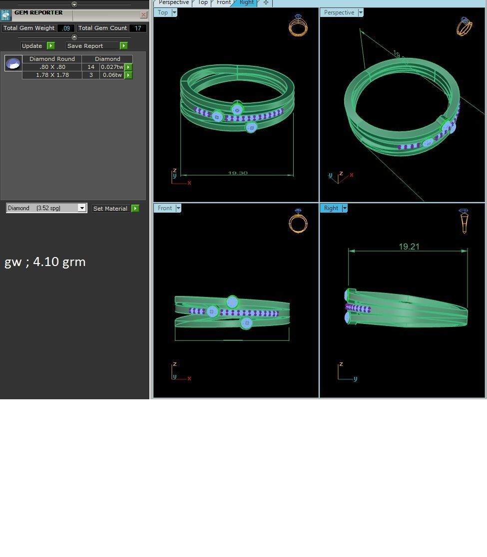 Ring-5875 gold ring with ruby stones and diamonds 3D print model_9