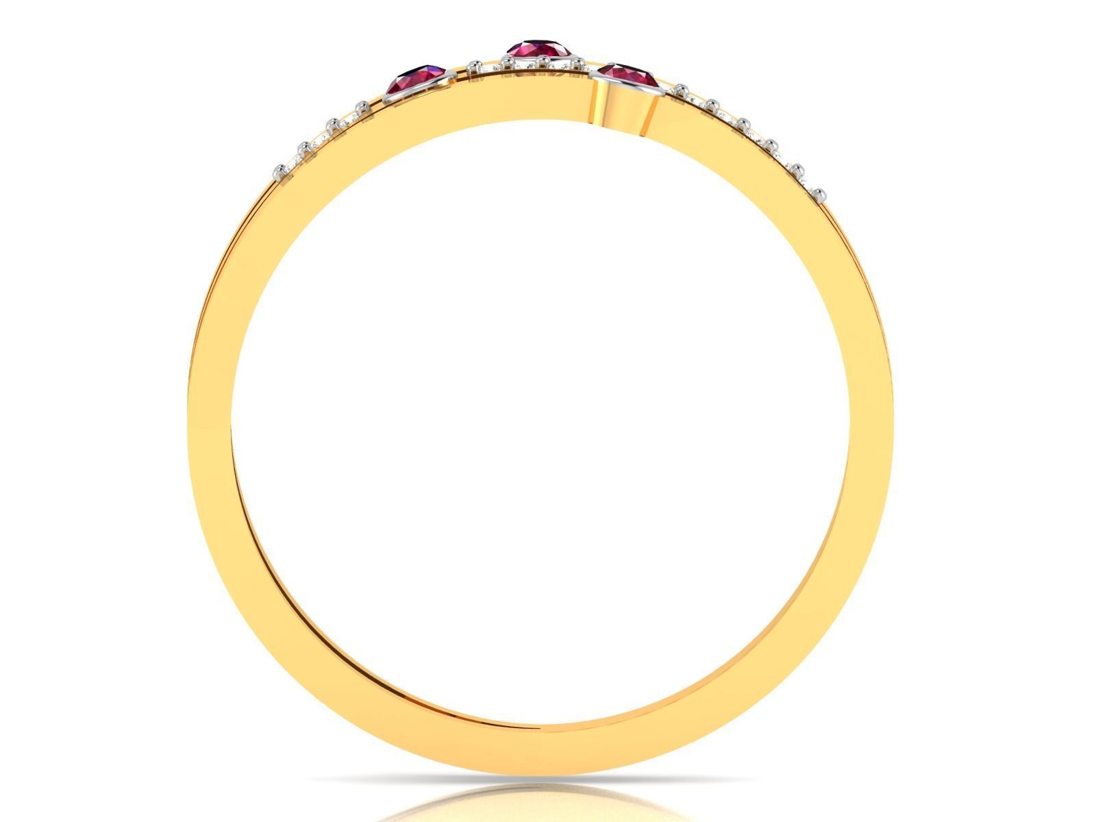 Ring-5875 gold ring with ruby stones and diamonds 3D print model_3